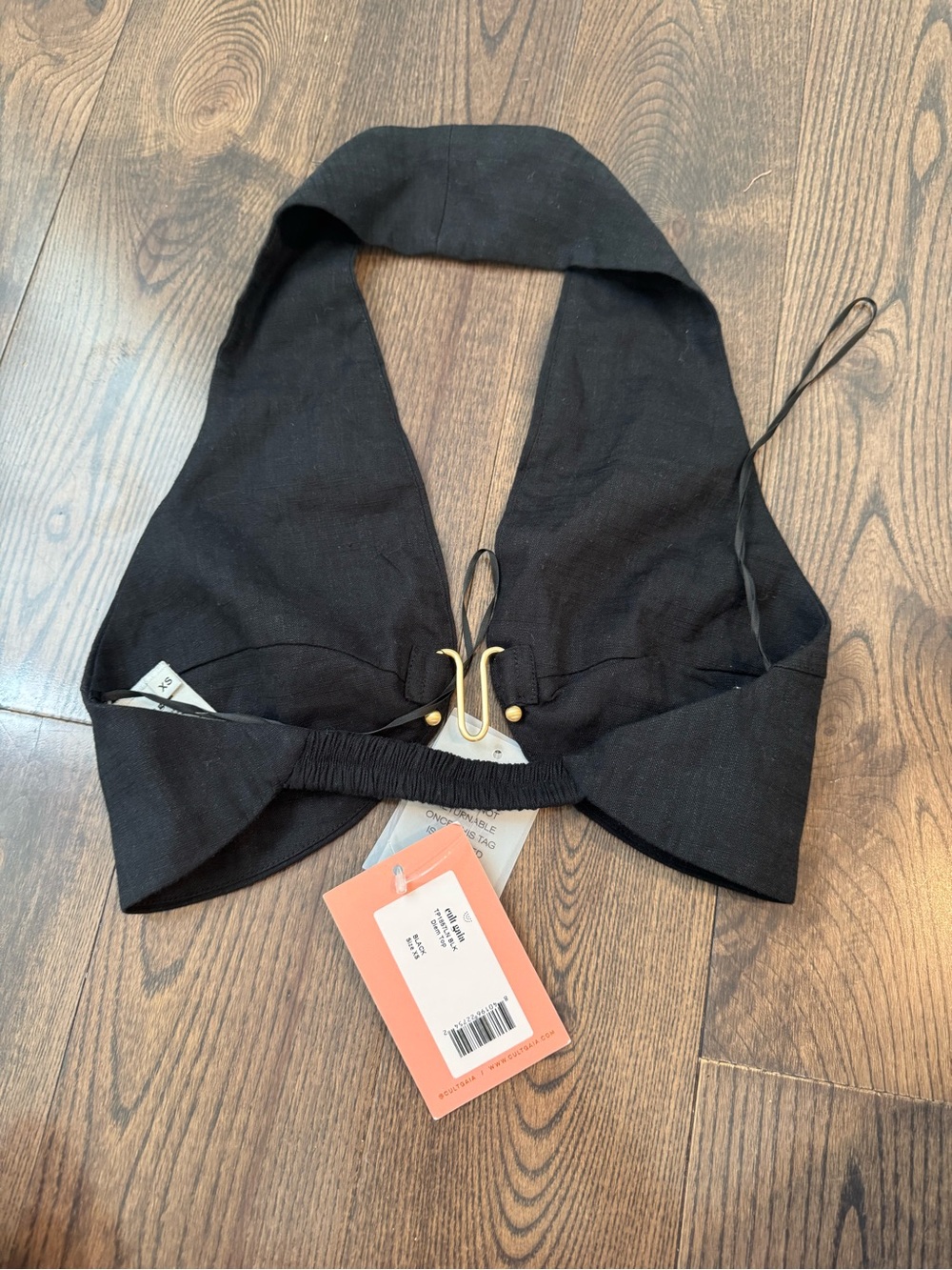 Cult Gaia Black Halter Crop Top with Gold Hardware NWT XS - Picture 3 of 4